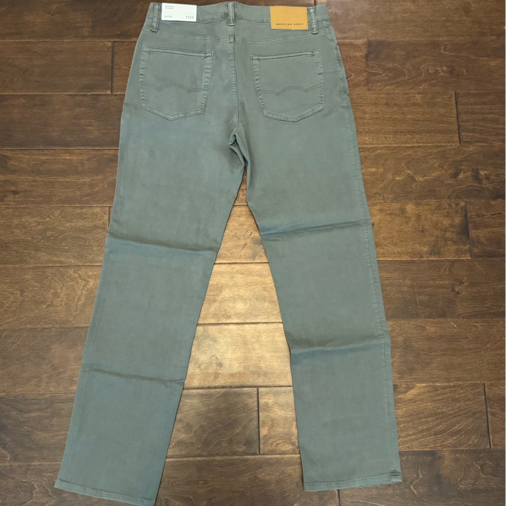 American Eagle Men's Gray/Green Straight-Leg Jeans